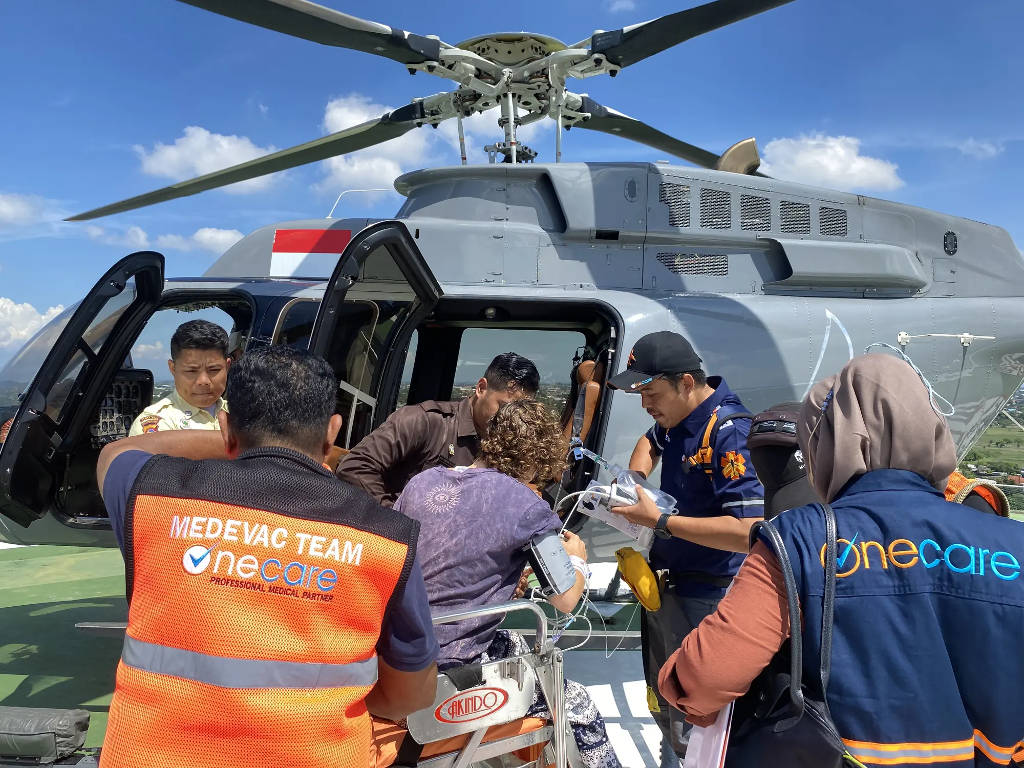 Air Ambulance Indonesia supporting helicopter medical evacuation in a remote area