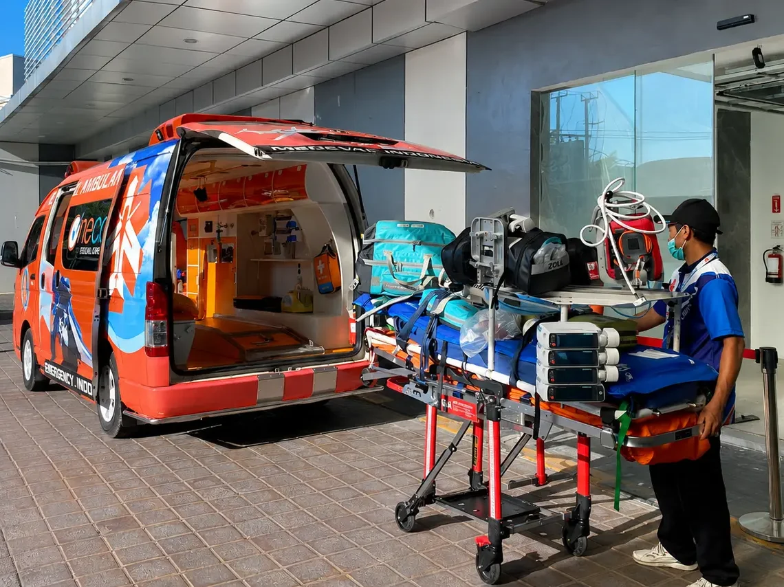 Medical evacuation Indonesia with ambulance patient transfer at a medical facility