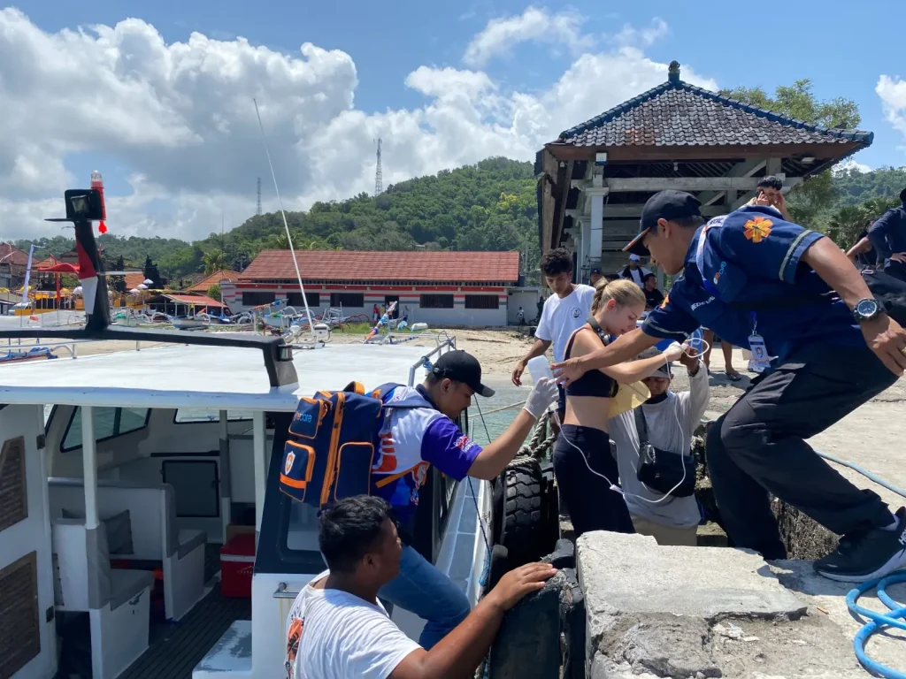 One Care Partner's Team operating maritime medevac transfer for patients from a vessel